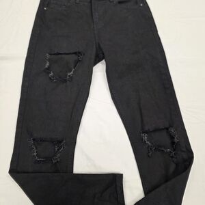 Topshop Moto "Jamie" Black Distressed Skinny Jeans 30x30